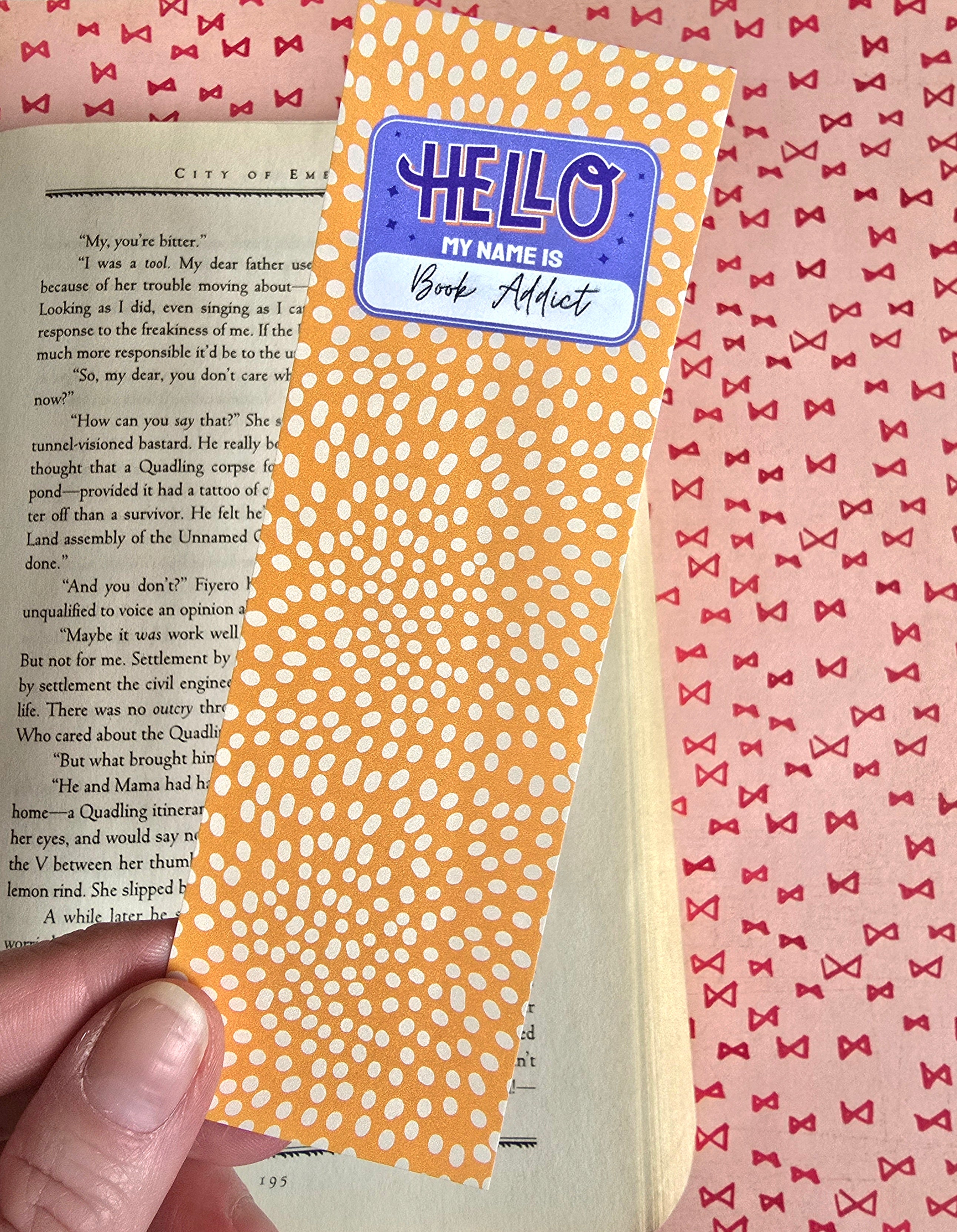 Hello My Name is Book Addict Bookmark