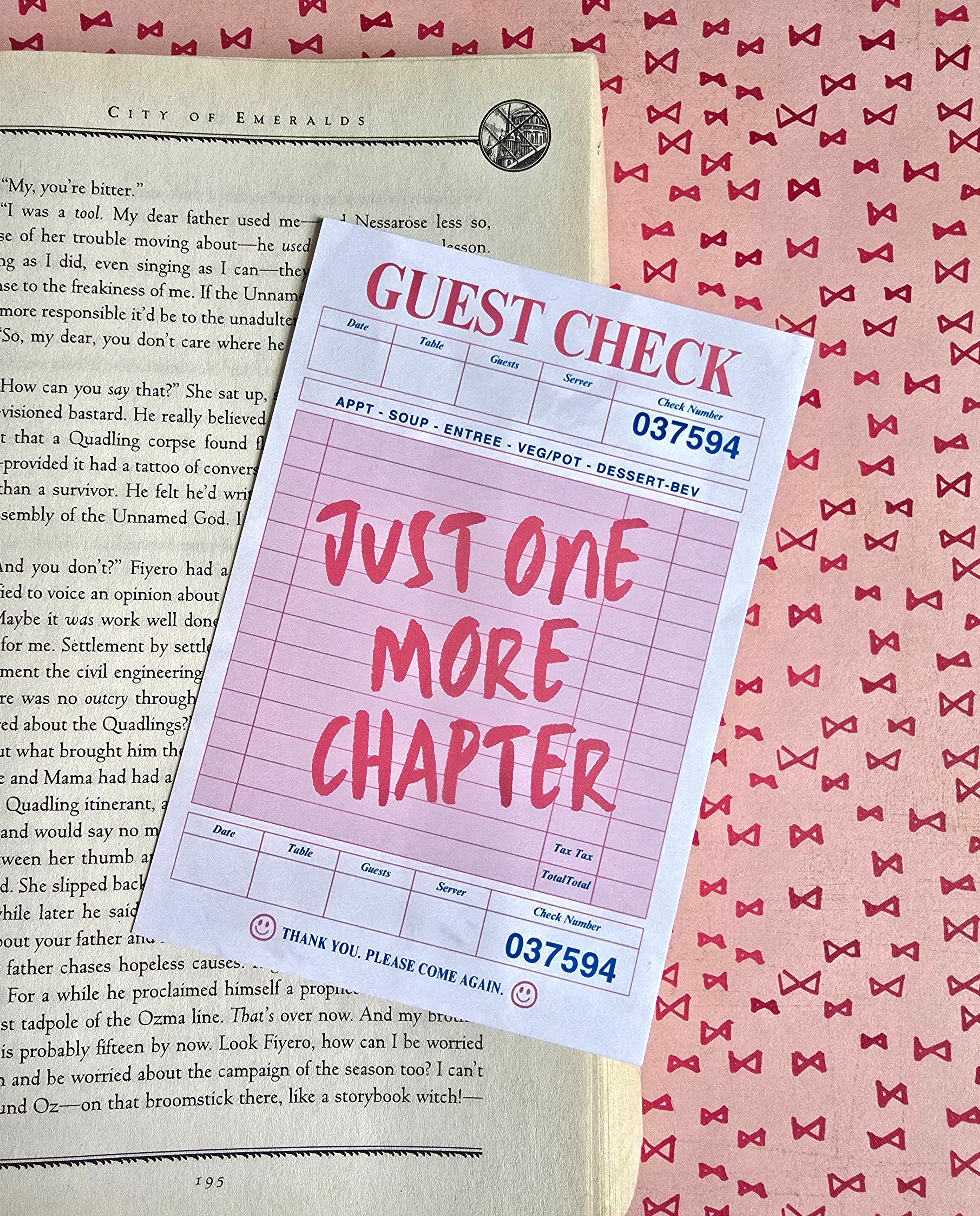 Guest Check Extra Wide Bookmark