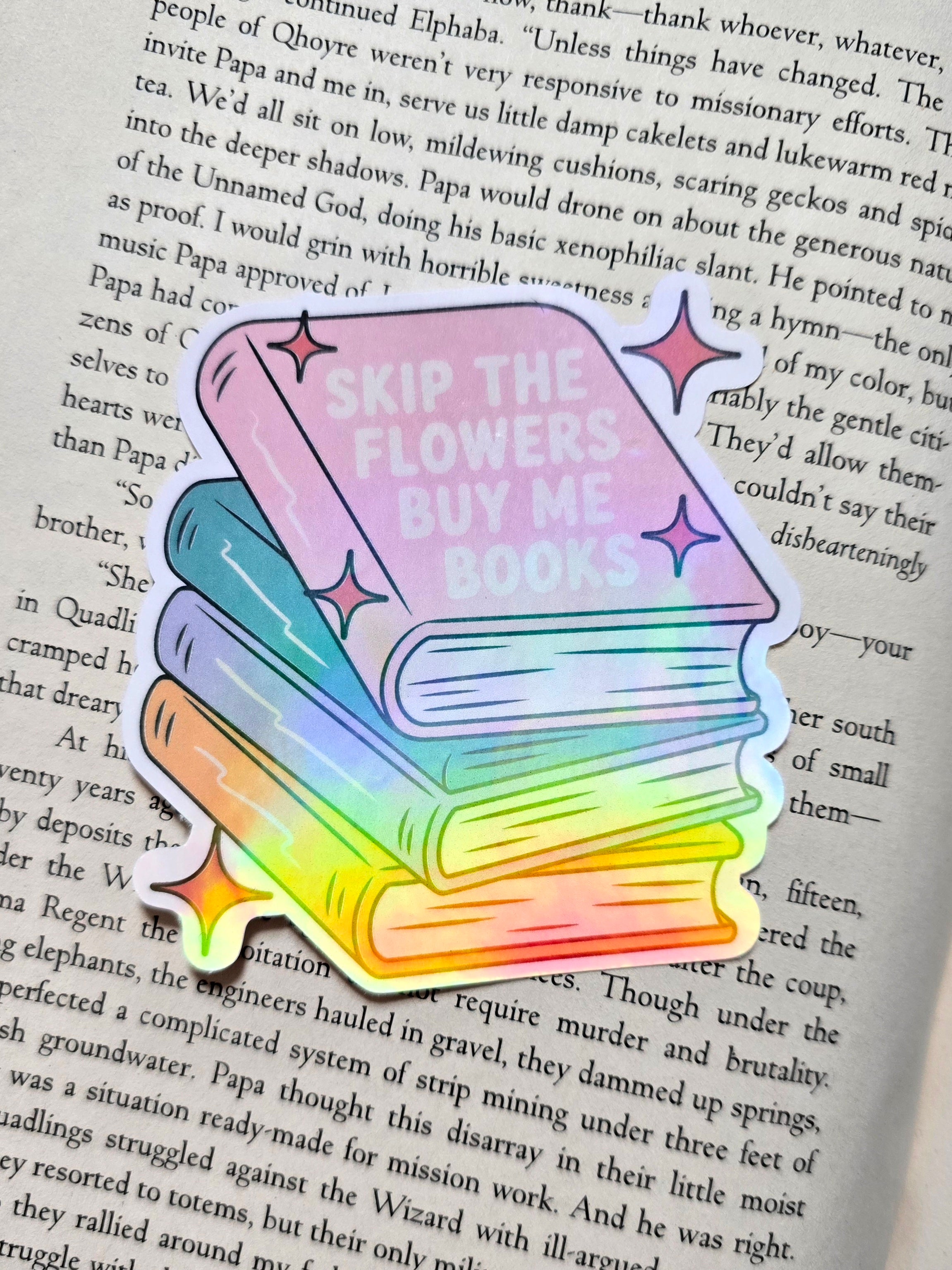 Skip the Flowers Buy Me Books Sticker