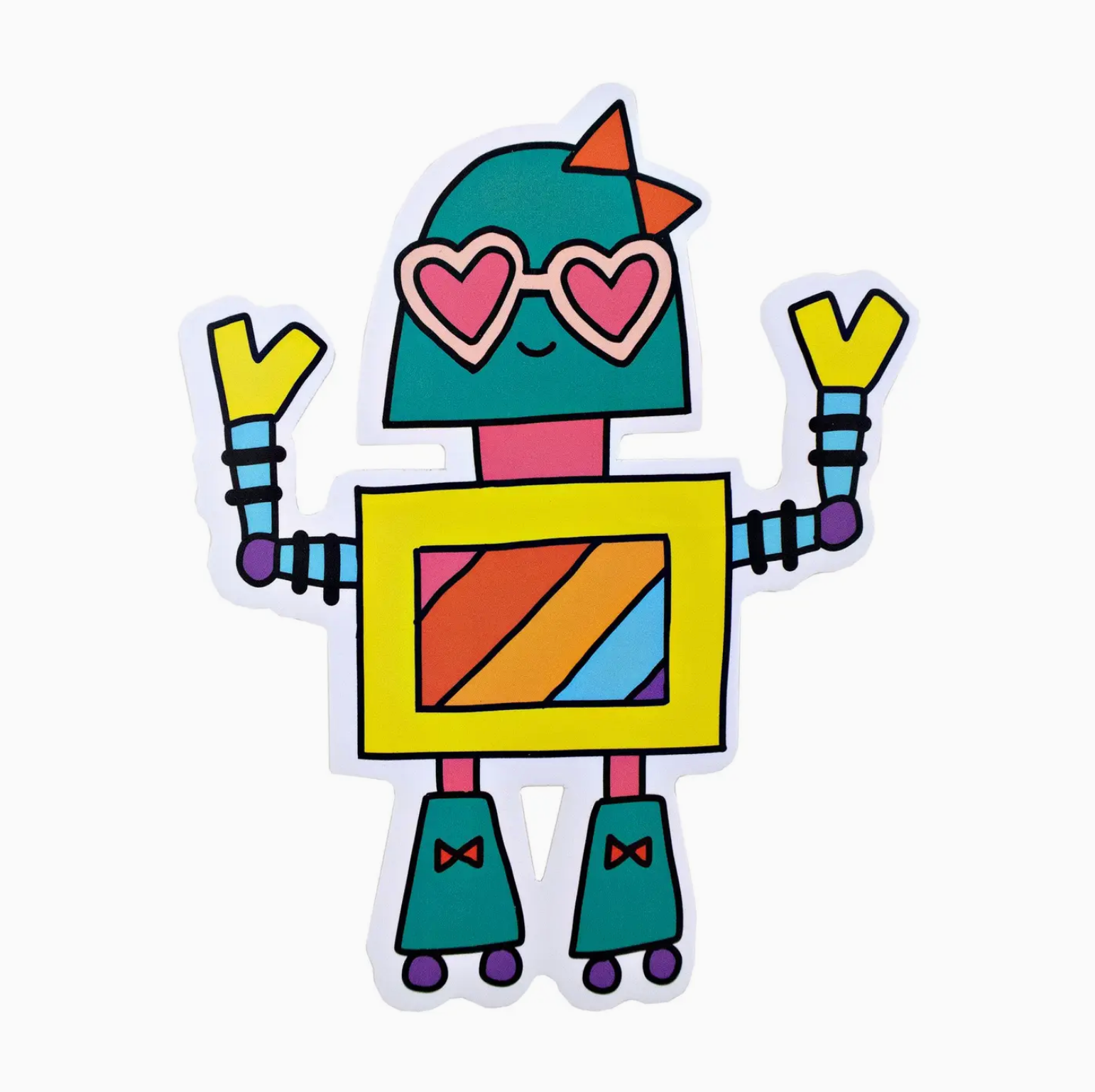 Rollerskating Robot Vinyl Sticker
